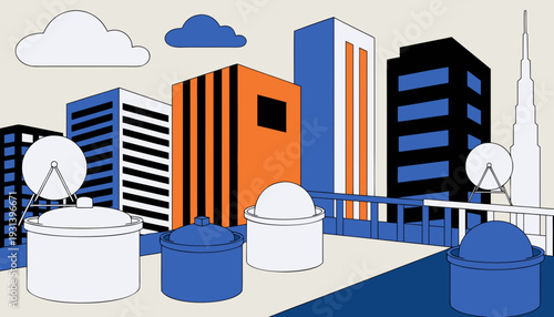 Indian Rooftop Scene Vector