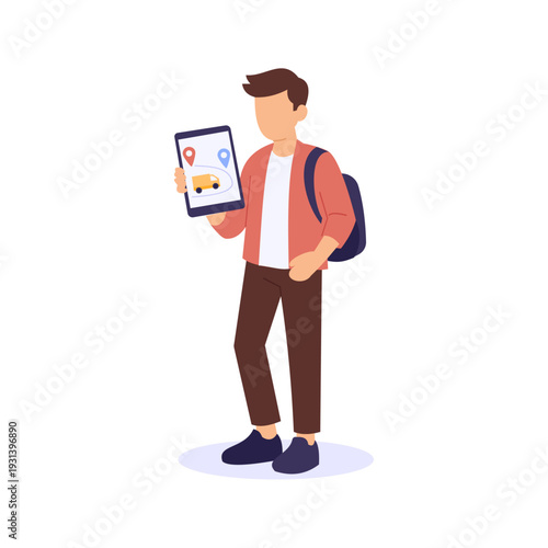 Tracking Orders, monitoring shipment status and updates, Flat vector character illustration