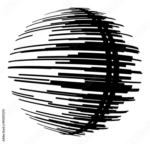 Abstract sphere made of horizontal lines and scanning effect representing digital technology