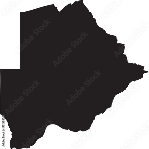Black silhouette map of Botswana a simple vector graphic for informational use isolated on white background