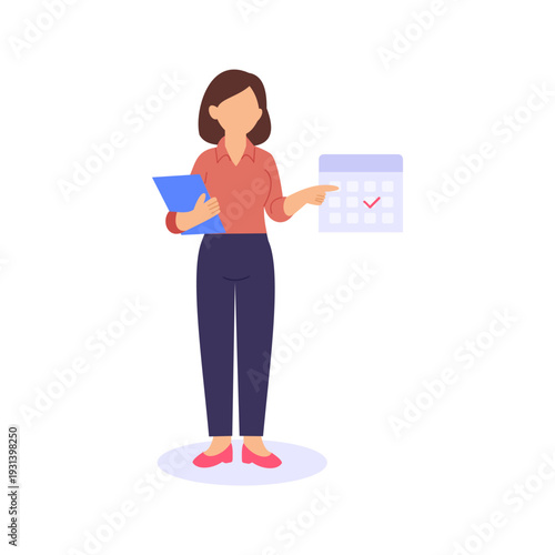 Scheduling Legal Appointment, arranging consultation with attorney, Flat vector character illustration