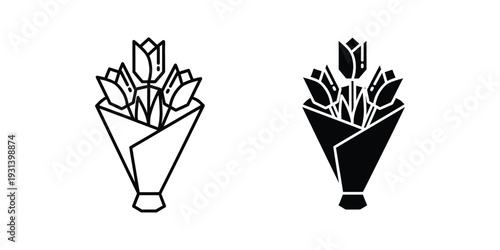 Bouquet Flowers Gift Vector Icon Commercial