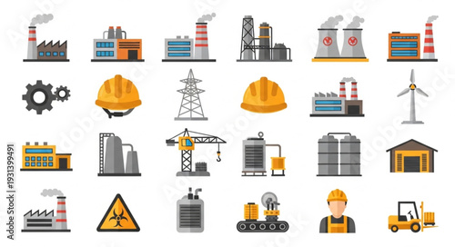 Industrial Icons and Symbols Collection.