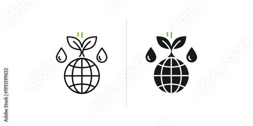 Earth Sprout Water Sustainability Icon Business