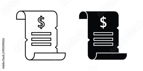 Dollar Bill Receipt Invoice Document Commercial Transaction Icon