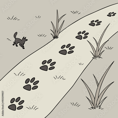 Traces of human and amimals, outline tracks, trials of cat, dog, bird, cow, human .vector icon
