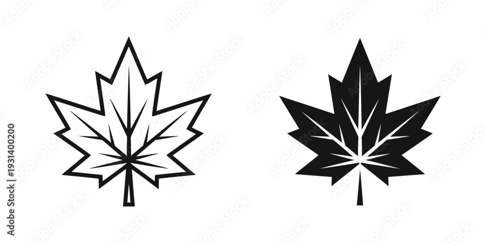 Obraz premium Maple Leaf Icon Vector Set Symbol Design Commercial