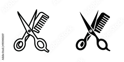 Hair Salon Scissors Comb Icon Transformation Beauty