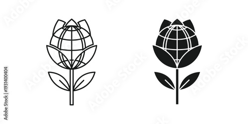 Globe Flower Growth Icon Business Concept