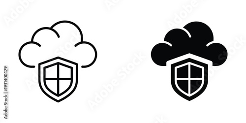 Cloud Security Shield Icon Secure Data