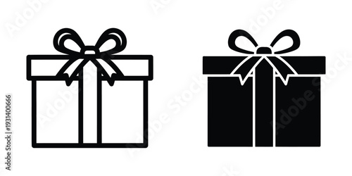 Gift Box Icon Set Celebration Packaging Commercial