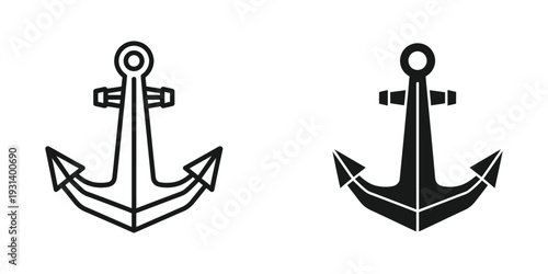 Anchor Icon Set Nautical Symbol Vector Commercial Use