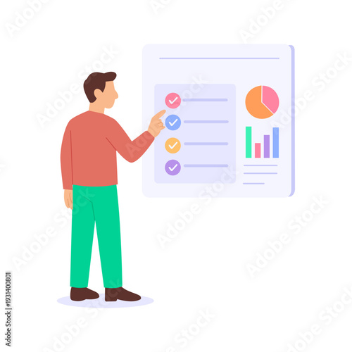 Monitoring Case Progress, tracking developments in legal proceedings, Flat vector character illustration