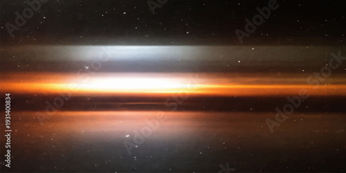 Celestial Harmony: A vibrant streak of golden light dances across the cosmic canvas, as if embracing the ethereal glow of distant stars and mysterious space. 