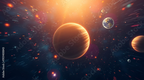 A journey through space with stars, planets, and celestial bodies whizzing by, Abstract motion background 4K High-Quality Background video