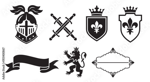 Elegant heraldic symbols and crests for luxury branding