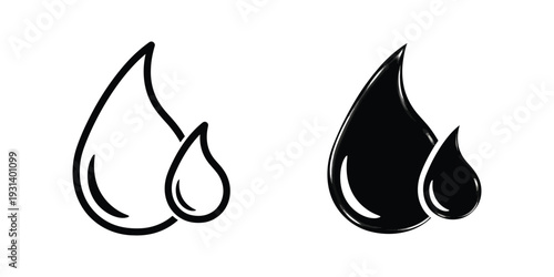 Liquid Drops Icons Droplets Symbol Commerce