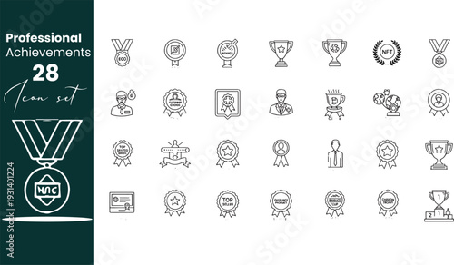 Professional Achievement Award Icons for Business Success and Recognition