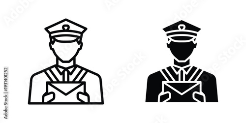 Postman Holding Envelope Icon Service