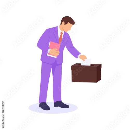 Filing Court Case Documents, submitting paperwork to court, Flat vector character illustration