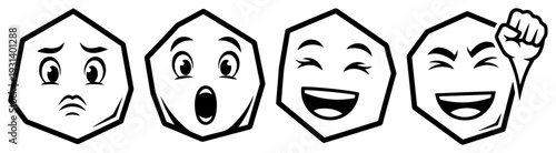 Set of emotional fan face icons showing different facial expressions