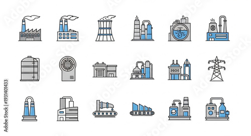 Industrial Icons Set Illustration Collection.