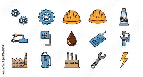 Industrial Icons Set for Manufacturing.