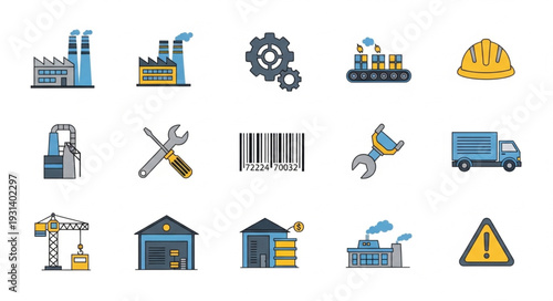 Industrial Icons Set for Business Use.