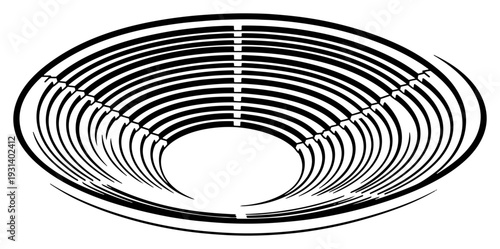 Stylized perspective view of an arena stadium or ancient amphitheater seating arrangement