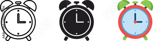 Cute panda bear alarm clocks set cartoon time vector illustration