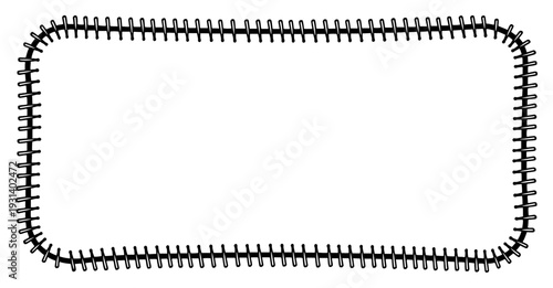 Rectangular frame border with decorative stitches resembling sports ball seams