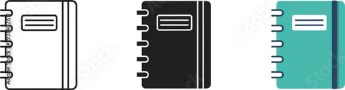 Three blank notebooks stacked vertically on white background minimal design