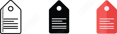 Blank price tags set isolated on white background minimal design