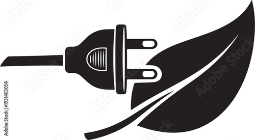 Electric plug with leaf for eco friendly energy concept