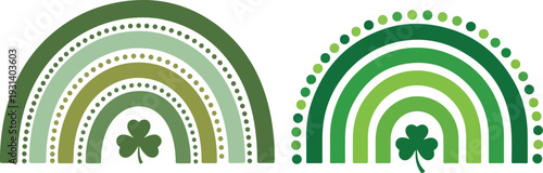 St Patrick's Day rainbow with golden pot and clover vector illustration flat design