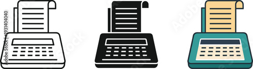 Three modern cash registers isolated on white background vector illustration