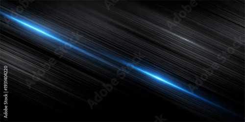 Blue abstract digital background with glowing light rays and flowing wave lines in dark blue and purple tones