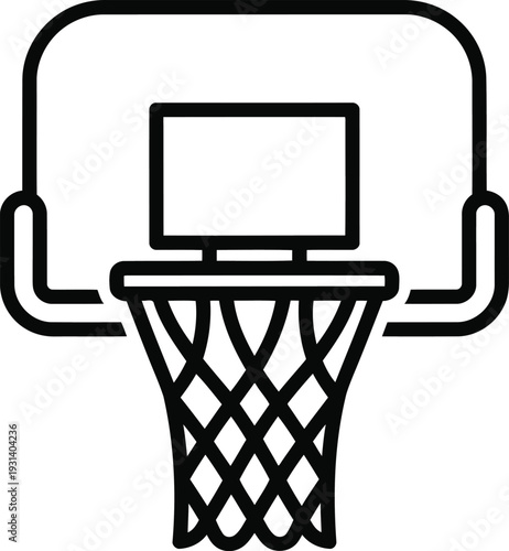 Basketball hoop with backboard and net icon isolated on white background for sports design