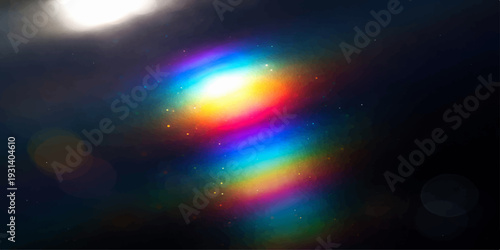 Rainbow Spectrum: A vibrant display of colors bursts across the frame, a mesmerizing dance of light creating a vivid spectrum in a dark atmosphere.