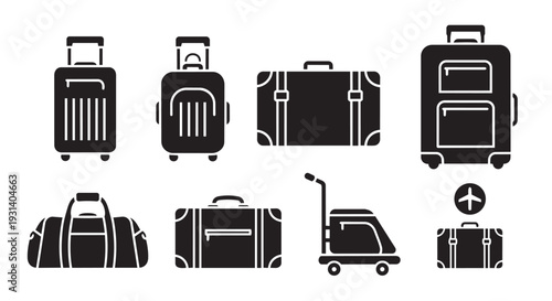 Various travel luggage and bags for airport transportation