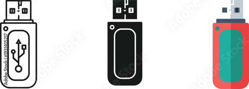 USB flash drives isolated on white background vector illustration set