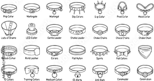 Dog Collars Illustration: Types and Varieties