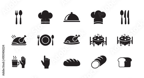 Restaurant and food service icons set