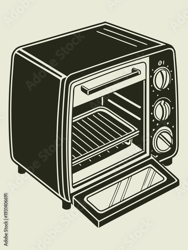 Retro Toaster Oven Kitchen Appliance.