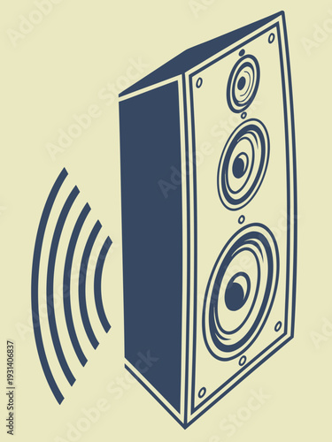 Speaker emitting sound waves illustration.