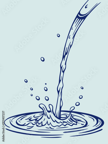 Water pouring and splashing into a pool creating ripples.