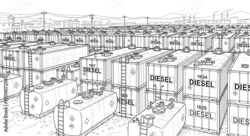Industrial Oil Refinery Storage Tanks.