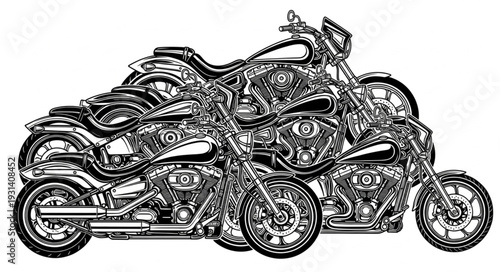 Stack of Motorcycles Art.