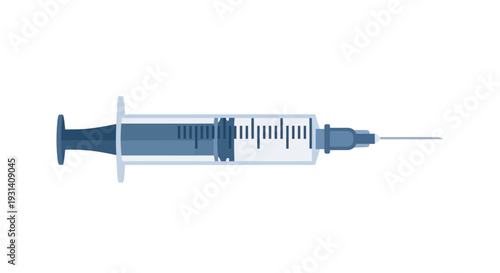 Syringe with needle closeup.