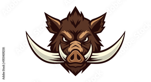Warthog Cartoon Illustration Head.
